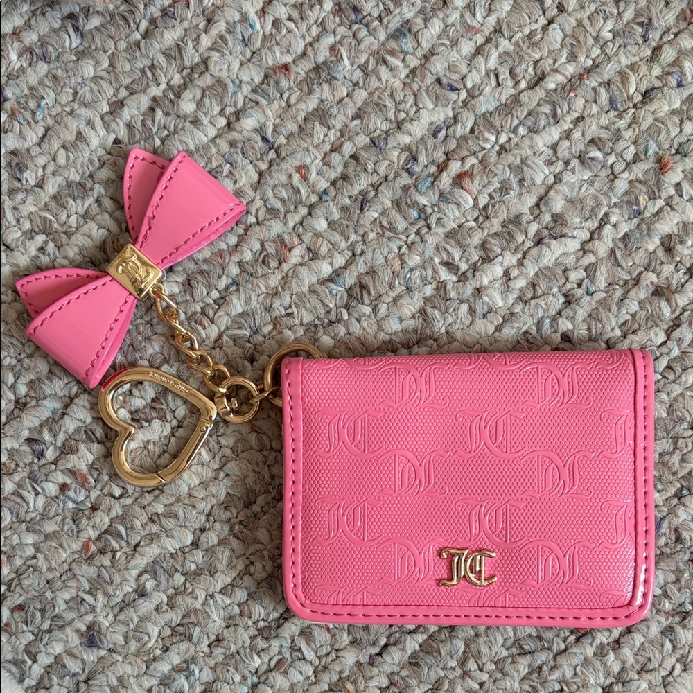 Juicy Couture Pink Card Holder with Gold Accents